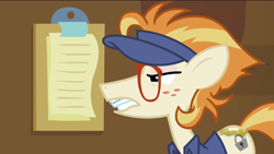 Size: 1920x1080 | Tagged: safe, screencap, pony, all bottled up, clipboard, dave the intern, escape room, ginger locks, manehattan escapes, solo