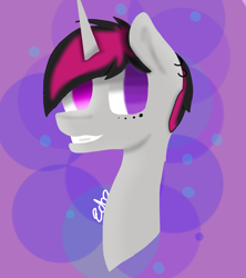 Size: 2085x2345 | Tagged: safe, artist:echo, oc, oc only, abstract background, bust, heterochromia, piercing, solo