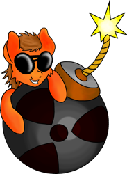 Size: 1024x1401 | Tagged: safe, artist:bob-finnski, oc, oc only, oc:bob finnski, bomb, digital art, nuclear weapon, ponysona, simple background, sunglasses, transparent background, weapon