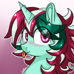 Size: 2000x2000 | Tagged: safe, artist:saralien, oc, oc only, oc:dormin, unicorn, blushing, bust, cute, portrait