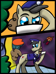 Size: 1556x2048 | Tagged: safe, artist:kedke1, parcel post, post haste, pony, make new friends but keep discord, atg 2017, discord's house, mailpony, newbie artist training grounds, solo, the discord zone