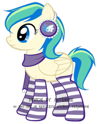 Size: 424x539 | Tagged: safe, artist:petraea, oc, oc only, oc:frost flight, pegasus, pony, clothes, earmuffs, female, mare, simple background, socks, solo, striped socks, transparent background