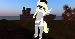 Size: 1600x837 | Tagged: safe, oc, oc only, oc:solari melody, semi-anthro, glasses, second life, solo