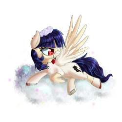 Size: 3000x3000 | Tagged: safe, artist:katakiuchi4u, oc, oc only, pegasus, pony, zombie, cloud, commission, female, looking back, mare, red eyes, simple background, solo, stitches, transparent background