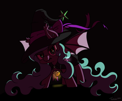 Size: 1200x1000 | Tagged: safe, artist:tehflah, oc, oc only, oc:wicked ways, bat pony, pony, hat, solo, witch