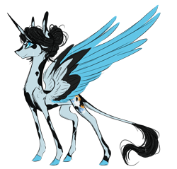 Size: 1500x1434 | Tagged: safe, artist:australian-senior, oc, oc only, oc:asriel elafris, alicorn, pony, alternate universe, colored hooves, colored wings, colored wingtips, doug rattmann, god, kirindos, leonine tail, piebald colouring, portal, portal (valve), portal 2, simple background, solo, transparent background