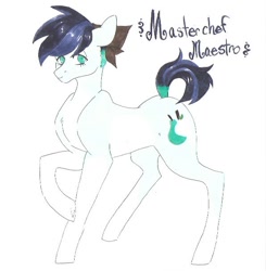 Size: 596x607 | Tagged: safe, artist:frozensoulpony, oc, oc only, oc:maestro, earth pony, pony, male, offspring, parent:big macintosh, parent:coloratura, parents:raramac, solo, stallion, traditional art