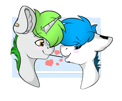 Size: 4483x3713 | Tagged: safe, artist:hellishprogrammer, oc, oc only, oc:jeremy, oc:michael, earth pony, pegasus, pony, unicorn, food, gay, high res, male, oc x oc, pocky, pocky game, shipping, stallion