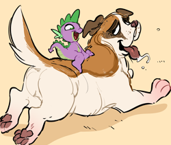 Size: 1346x1135 | Tagged: safe, artist:glacierclear, spike, dog, dragon, riding