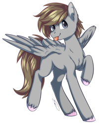 Size: 966x1194 | Tagged: safe, artist:doekitty, oc, oc only, oc:digital dusk, pegasus, pony, gift art, male, simple background, smiling, solo, stallion, tongue out, transparent background