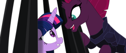 Size: 10500x4462 | Tagged: safe, artist:ejlightning007arts, tempest shadow, twilight sparkle, twilight sparkle (alicorn), alicorn, my little pony: the movie, absurd resolution, broken horn, cage, looking up, simple background, transparent background, vector