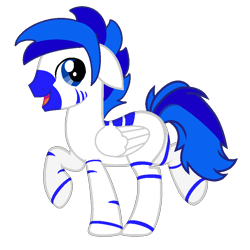 Size: 850x850 | Tagged: source needed, safe, artist:peternators, oc, oc only, oc:fifty percent, pegasus, pony, zebra, male, simple background, solo, zebra oc