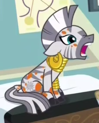 Size: 245x303 | Tagged: safe, screencap, zecora, zebra, a health of information, cropped, cute, hoers, open mouth, solo, swamp fever, zecorable