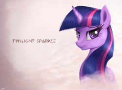 Size: 1024x762 | Tagged: safe, artist:jeki, twilight sparkle, twilight sparkle (alicorn), alicorn, pony, female, looking at you, mare, simple background, smiling, solo, text