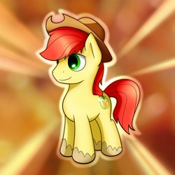 Size: 2550x2550 | Tagged: safe, artist:conniethecasanova, artist:flamevulture17, bright mac, earth pony, pony, the perfect pear, chibi, cowboy hat, hat, high res, male, solo, stallion, stetson