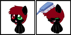 Size: 1024x508 | Tagged: safe, artist:osirisebony, oc, oc only, pony, brushie, heterochromia, red and black oc, solo