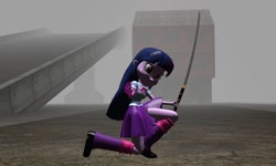 Size: 1280x768 | Tagged: safe, artist:n3onh100, twilight sparkle, twilight sparkle (alicorn), alicorn, equestria girls, 3d, female, gmod, magic, solo, sword, weapon