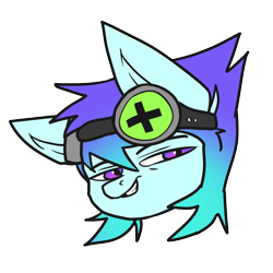 Size: 1000x1000 | Tagged: safe, artist:neoncel, oc, oc only, oc:raven mcchippy, earth pony, pony, goggles, smiling, smirk, solo