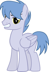 Size: 1923x2817 | Tagged: safe, artist:duskthebatpack, oc, oc only, oc:sky high, pegasus, pony, grin, looking at you, male, shit eating grin, simple background, smiling, solo, stallion, transparent background, vector
