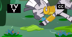 Size: 1366x705 | Tagged: safe, screencap, zecora, pony, zebra, a health of information, criss cross moss, everfree forest, moss, muck, swamp, swamp fever plant, tv-y