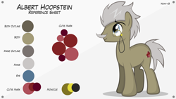 Size: 1920x1080 | Tagged: safe, artist:noah-x3, earth pony, pony, albert einstein, facial hair, male, monocle, moustache, ponified, reference sheet, solo, stallion