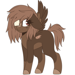 Size: 2048x2048 | Tagged: safe, artist:cinnamontee, oc, oc only, oc:piper, pegasus, pony, amputee, eyepatch, female, high res, mare, missing limb, missing wing, one winged pegasus, simple background, solo, transparent background