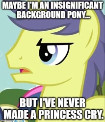 Size: 442x516 | Tagged: safe, edit, edited screencap, screencap, comet tail, pony, unicorn, background pony, image macro, meme, solo