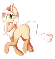Size: 1024x1090 | Tagged: safe, artist:mindlesssketching, oc, oc only, oc:mei, earth pony, pony, augmented tail, female, horns, mare, simple background, solo, tongue out, transparent background