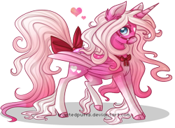 Size: 632x463 | Tagged: safe, artist:frostedpuffs, oc, oc only, alicorn, pony, alicorn oc, bow, bowtie, bridle, female, heart, mare, simple background, solo, tack, tail bow, transparent background