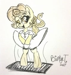 Size: 1827x1923 | Tagged: safe, artist:binkyt11, derpibooru exclusive, pony, female, mare, marilyn monroe, newbie artist training grounds, ponified, solo, the seven year itch, traditional art