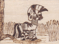 Size: 789x590 | Tagged: safe, artist:malte279, zecora, zebra, pyrography, traditional art