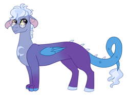 Size: 1024x758 | Tagged: safe, artist:cascayd, oc, oc only, draconequus, draconequus oc, glasses, offspring, parent:discord, parent:trixie, parents:trixcord, simple background, solo, white background