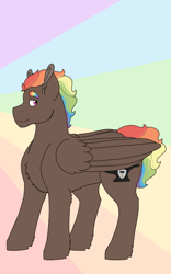 Size: 800x1280 | Tagged: safe, artist:shortcake1284, oc, oc only, oc:silver shield, pegasus, pony, male, offspring, parent:dumbbell, parent:rainbow dash, parents:dumbdash, solo, stallion