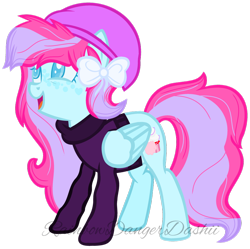 Size: 1024x1021 | Tagged: safe, artist:bezziie, oc, oc only, oc:strawberry, pegasus, pony, base used, clothes, female, mare, simple background, solo, transparent background