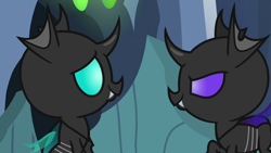 Size: 1280x720 | Tagged: safe, screencap, pharynx, thorax, changeling, nymph, to change a changeling, brothers, male, younger