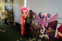 Size: 2048x1365 | Tagged: safe, my little pony: the movie, boop, cinema, clothes, cosplay, costume, estonia, fursuit, irl, photo, poster, theater