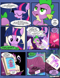 Size: 1275x1650 | Tagged: safe, artist:dsana, spike, twilight sparkle, twilight sparkle (alicorn), alicorn, dragon, pony, comic:a moment in time, anachronism, baby, baby spike, comic, cute, drawing, magic, mama twilight, photo album, spikabetes, spikelove, teleportation, twiabetes