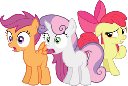 Size: 4472x3000 | Tagged: safe, artist:qazwsx302, apple bloom, scootaloo, sweetie belle, pony, absurd resolution, cutie mark crusaders, high res, shocked, simple background, transparent background, vector