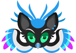 Size: 1280x897 | Tagged: safe, artist:kez, oc, oc only, oc:turntable, hippogriff, beak, big eyes, bust, cel shading, ear piercing, earring, feather, green eyes, head, hippogriff oc, jewelry, male, piercing, raffle prize, simple background, transparent background, wings