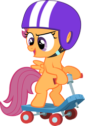 Size: 4033x6000 | Tagged: safe, artist:qazwsx302, scootaloo, pegasus, pony, the cutie pox, absurd resolution, bipedal, helmet, scooter, simple background, solo, transparent background, vector