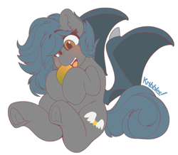 Size: 3192x2786 | Tagged: safe, artist:kribbles, oc, oc only, oc:speck, bat pony, pony, explicit source, food, mango, open mouth, solo, underhoof