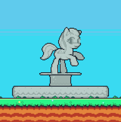 Size: 480x486 | Tagged: safe, artist:biel56789, derpibooru exclusive, cute, female, mare, pixel art, prop, sky, statue