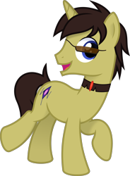 Size: 6400x8687 | Tagged: safe, artist:parclytaxel, oc, oc only, oc:psy key, pony, unicorn, .svg available, 2018 community collab, absurd resolution, collar, commission, derpibooru community collaboration, looking at you, male, one hoof raised, raised hoof, raised leg, shading, simple background, smiling, solo, stallion, sunglasses, transparent background, vector
