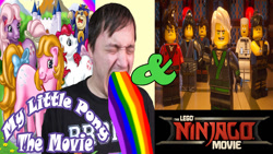 Size: 1366x768 | Tagged: safe, artist:sb1991, pony, my little pony: the movie (g1), double feature, lego, puking rainbows, the lego ninjago movie, title card, vomit, vomiting, youtube, youtube link