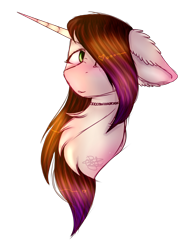 Size: 1362x1805 | Tagged: safe, artist:doux-ameri, oc, oc only, oc:marisa, pony, unicorn, bust, female, floppy ears, mare, portrait, simple background, solo, transparent background