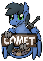 Size: 600x836 | Tagged: safe, artist:moemneop, oc, oc only, oc:comet, hippogriff, clothes, male, pants, sign, simple background, solo, sword, transparent background, watermark, weapon