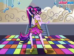 Size: 800x600 | Tagged: safe, artist:user15432, sci-twi, twilight sparkle, human, dance magic, equestria girls, spoiler:eqg specials, advertisement, dance floor, glasses, humanized, pegasus wings, ponied up, pony ears, scitwilicorn, solo, spam, starsue, winged humanization, wings, wondercolts