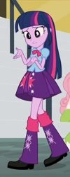 Size: 288x720 | Tagged: safe, screencap, fluttershy, twilight sparkle, twilight sparkle (alicorn), alicorn, equestria girls, rainbow rocks, clothes, cropped, female, leg warmers, offscreen character, shoes, skirt, solo