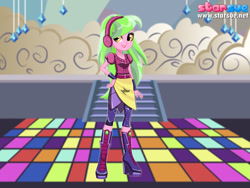 Size: 800x600 | Tagged: safe, artist:user15432, lemon zest, dance magic, equestria girls, friendship games, spoiler:eqg specials, clothes, crystal prep shadowbolts, dance floor, dress, headphones, shoes, solo, starsue