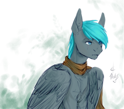 Size: 1500x1319 | Tagged: safe, artist:svelen, oc, oc only, oc:alternate, pegasus, pony, clothes, male, scarf, solo, stallion